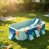 Portable Folding Swimming Pool Collapsible Non-Inflatable Pool Sturdy Easy Storage for Backyard