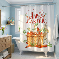 Easter Shower Curtain, Spring Easter Bunny Shower Curtain, Shower Curtain Cute Bunny Eggs Printing Washroom Shower Curtain Machine Washable for Homeowners, Bathroom