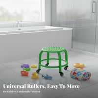 360-Degree Swivel Wheels Rolling Caster Stool Easy to Clean Roller Seat Waterproof Household Furniture Floor-Friendly Casters for Children, Homemakers, Bathroom, Entryway, Living Room, Playroom