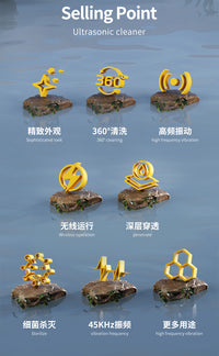 超声波眼镜清洗机首饰清洁机神器家用眼睛盒洗假牙套自动手动便携 青春绿【顶配版98000HZ】德国进口八核电机~3档定时~大容量内槽~送3套清洁液眼镜布