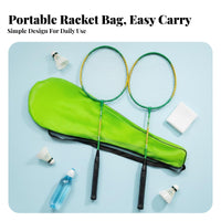 2 Pieces Badminton Racquet with Bag Multifunctional Racket Bag with Shoulder Strap Portable Case for Beginners, Families, Backyard, Park, School
