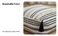 Removable and cleanable Cover Woven Round Footstool Multi-Functional Floor pad Comfortable Seating Pouf Ottoman adaptable Use for Apartment Dwellers, Students, Parents, Living Room, Balcony, Small Spaces, study corner