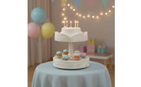 360° Rotation Automatic Rotating Dessert Display Great Gift Idea Rotating Dessert Display Single Button Control Electric Revolving Cake Stand Battery Operated for Children, Birthday Parties, Baby Showers