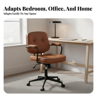 Height Adjustable Upholstered Rolling Task Chair Wheeled Base Upholstered Rolling Vanity Chair Ergonomic supportrest rotating Stool Soft Upholstery for Students, Teens, Women, Study Room, Bedroom