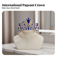 Baroque Pageant Crown Elegant Design Adjustable Queen Crown Sparkling Bridal Headpiece Luxury Look Full Circle Crystal Tiara