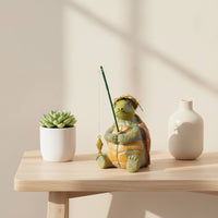 Fishing Turtle Ornament Garden Turtle Ornament with Fishing Rod Outdoor for Pond