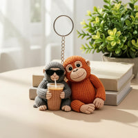 Flat Monkey Keychain Lightweight Acrylic Keychain Cute Monkey Key Fastener Scratch-Resistant for Teens