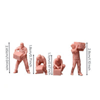 4 Pieces 1/64 Logistics Worker Figurines Tiny Miniature People with Boxes Decorative Miniature People Model for Hobbyists, Warehouse Display