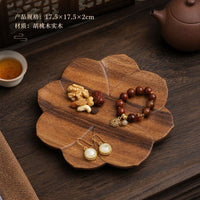 Walnut Wood Creative Fruit Tray with Lotus Design