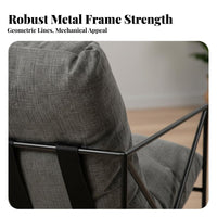 Nordic design seat paded Metal Frame Armchair Minimalist Design Accent Chair Removable and cleanable Cover Indoor Furniture Sturdy Construction for Cafe Owners, Interior Designers, Living Room, Small Apartment, Bedroom, perusing reading corner