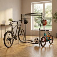 Metal Freestanding Bike Organizer Black Cycle Storage Rack Indoor Floor Bike Rack Wire Basket for Garage, Basement