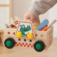 Wooden Screw Truck Wood Material Wooden Construction Truck Easy to Build for Kids