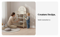 Child-Safe Design Multi-Tier Mobile Shelf Space-Saving Bear-Themed Rolling Mobile Unit Stable Frame children's Furniture Large Capacity for Toddlers, Fromice Workers, Playroom, Kindergarten, Study Room, Classroom