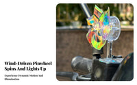 Air-Driven LED Pinwheel No Battery Needed LED Handlebar Colorful Design Handlebar Pinwheel for Kids, Motorcycless, Outdoor Biking