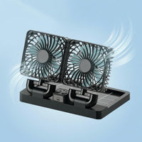 360-Degree Rotation Two-headHead Car Fan Shielded Grille Solar-Powered Fan