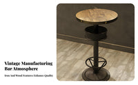 Industrial Aesthetic High-Top Table and Stool Set Retro Design 3-Piece High-Top Dining Set Integrated Footrest Bar Furnishing Sturdy Construction for Restaurant Managers, Apartment Dwellers, Nightclub, Lounge, Small Areas, Balcony