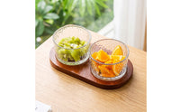 Serving Tray with Glass Containers Wooden Snack Tray with Lids Container with Lid Hammered Platter Double-Compartment for Hosts