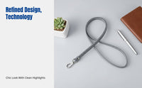 Leather Retractable Card Holder Lanyard, PU Neck Strap with Easy Pull Reel, Modern Minimalist ID Holder for Office, Phone
