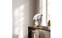 Torso Sculpture Abstract Human Torso Statue Stone-Like Sculpture with Gold Base for Interior Designers