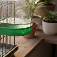 Easy to Clean Bird Enclosure Bath Container Hanging Design Parrot Bath Tray Safe Plastic Pet Accessory for Parrots, Small Birds, Budgies