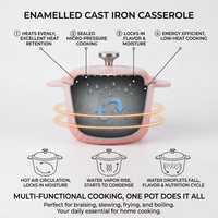 Cast Iron Dutch Oven, Spiral Texture Enamel, Micro Pressure Lock, Braising Stews, Enamelled Cast Iron Stovetop, Heavy Duty Pot
