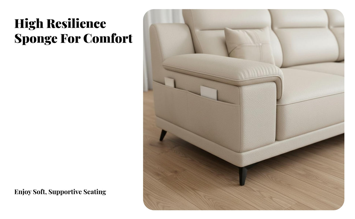 3-Seater Sofa French Inspired Straight-Line Three-Seater Light Luxury Living Room Furnishing for Families, Office Workers, Home, Lounge Area, Bedroom