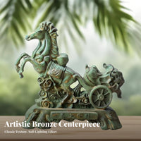 Horse Pulling Cabbage Figurine Tea Pet Antique Bronze Horse Sculpture Handmade for Collectors, Feng Shui Enthusiasts, Desktop, Office