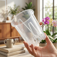 Clear Plant Pots with Drainage and Slotted Resin Walls, Repotting Pots for High Base Visibility, Portable Flower Pots for Home Gardening Indoor