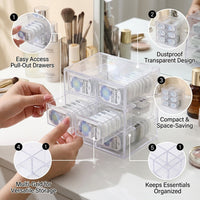 Lens Storage Box, 6 Compartment Clear Organizer, Desktop for Vanity Table, Multi Case
