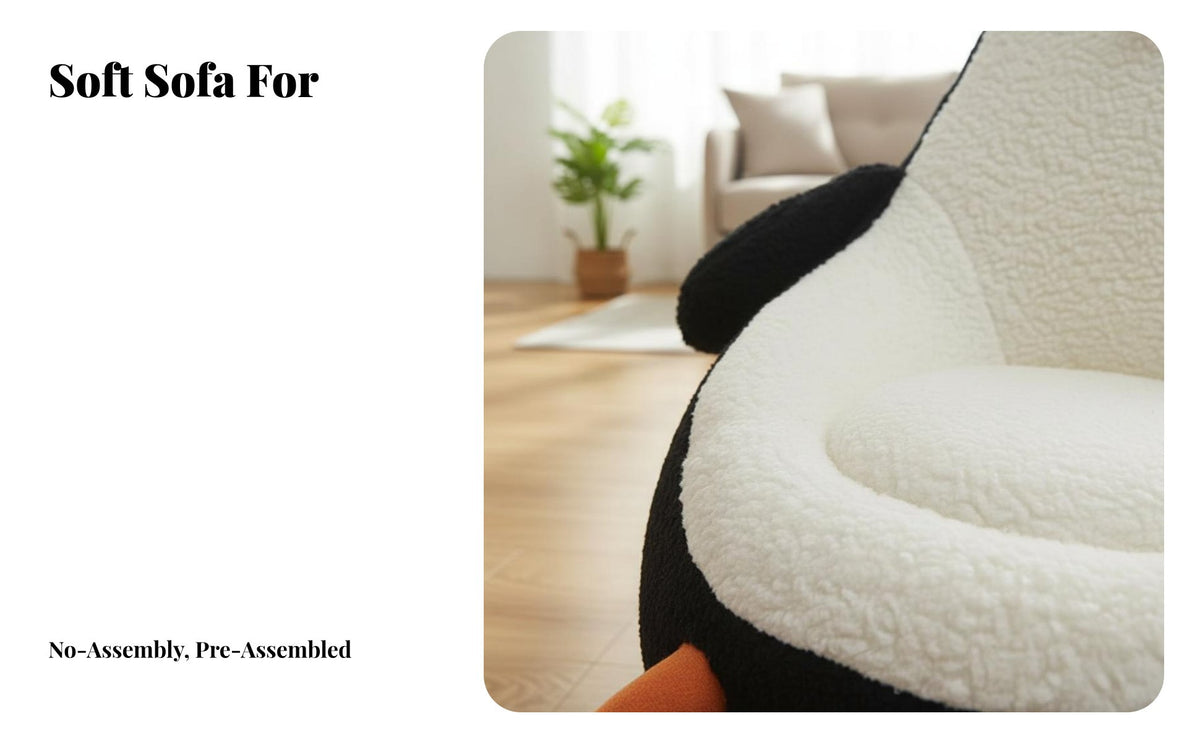 Thickly Padded creatureShaped Foam Chair Stable Base Soft Fabric Penguin Chair Embroidered Details children's Furniture for Toddlers, Reading, Living Room, Balcony, Playroom