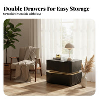Creamy design Rounded 2-Drawer End Table Minimalist Design Nightstand Ample Storage Bedside Cabinet Easy Assembly for Interior Designers, Apartment Dwellers, Homeowners, Guest Room, Hallway, shutice