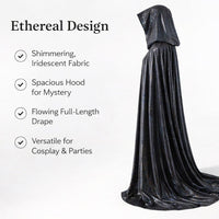 Hooded Cape for Halloween, Fancy Dress Costume Party, Shiny Hooded Cape Festival, Cloak Hood Cosplay Event, Polyester Hooded Cloak