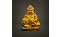 Golden Wealth Deity Statue Ornate God of Wealth Figurine Miniature Intricate for Bookshelf