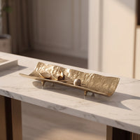 Aluminum decorative Tray with Feet Hammered serving Tray Sculptural Centerpiece Bowl for Home Stylists