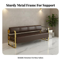 Salon Waiting Sofa Easy to Clean Stainless Steel Frame Bench Sturdy Construction Waiting Room Bench for Guests, Barber Shop, Reception Area, Hospital