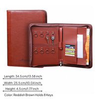Rounded Corners Zippered Document Folder Leather-Like Finish Hard-Sided Document Organizer Structured Zippered File Case Multi-Pocket for Office