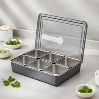 Stainless Steel Seasoning Box Thickened Material Stainless Steel Seasoning Box Condiment Tray with Lid Refrigerator Safe