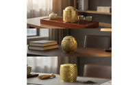 Copper Alloy Tea Tin Canister with Lid Gold-Toned Storage Container Easy to Clean Container for Shelf, Office