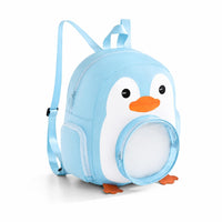Transparent Window Swim Backpack Zippered Compartment Cartoon Print Backpack Soft-Shell Swim Bag Carry Loop for Children, Swimming, Beach