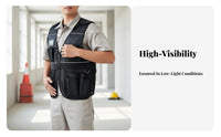 Multi-Compartment Tool Vest All Seasons Reflective Construction Vest Wear-Resistant Workwear for Electricians, Technicians, Job Site, Workshop