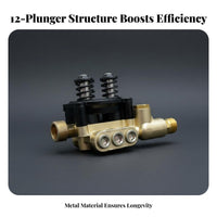 Universal Accessory 12 Plunger Pump Head Assembly Pressure Regulating Pump Head Machine Component for Car Owners, DIY Enthusiasts, Maintenance Professionals, Equipment Repair, Workshop, Garage