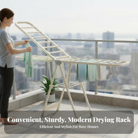 Indoor & externaldoor Use foldable Floor Drying Rack Foldable Clothes Airer stand-alonestanding Garment Stand Space-Saving for Apartment Dwellers, Homemakers, Balcony, Indoors, Small Spaces, Camping