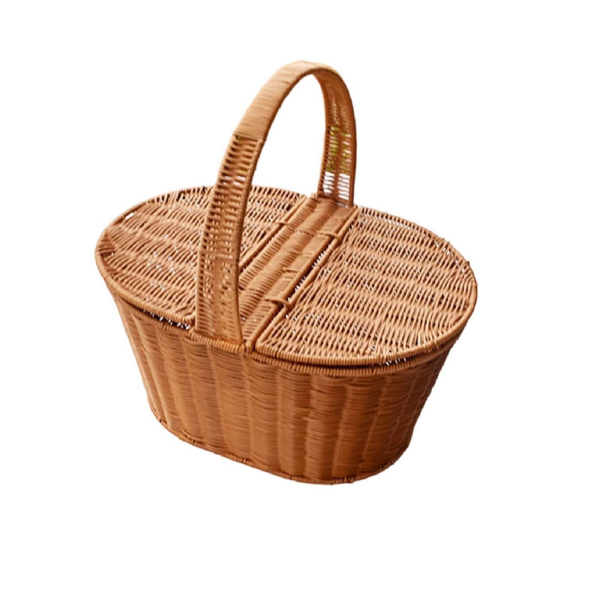 Picnic Basket with Lid Rattantype with Handle Sturdy for Shopping