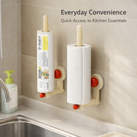 Metal Paper Dispenser and Wall Mounted Holder for Kitchen Organization, Suction Cup for Under Cabinet or Countertop Use