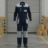 Moisture-Wicking Multi-Pocket Work Jumpsuit Breathable Material Long Sleeve Mechanic Boilersuit Wear-Resistant Heavy Duty Utility Coveralls Elastic Waist for Mechanics, Technicians, Construction Workers, Workshop, Factory