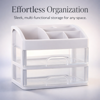 Desktop Drawers Storage Box for Office, Small Desk Organizer with Decorative Stickers Drawer Unit for Makeup Supplies Shelves