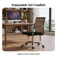 Ergonomic Design Mesh Back Swivel Chair Adjustable Height Rolling Mesh Back Chair Support Office Furniture Sturdy Frame for Telecommuting Workers, Gamers, Students, Conference Room, Bedroom