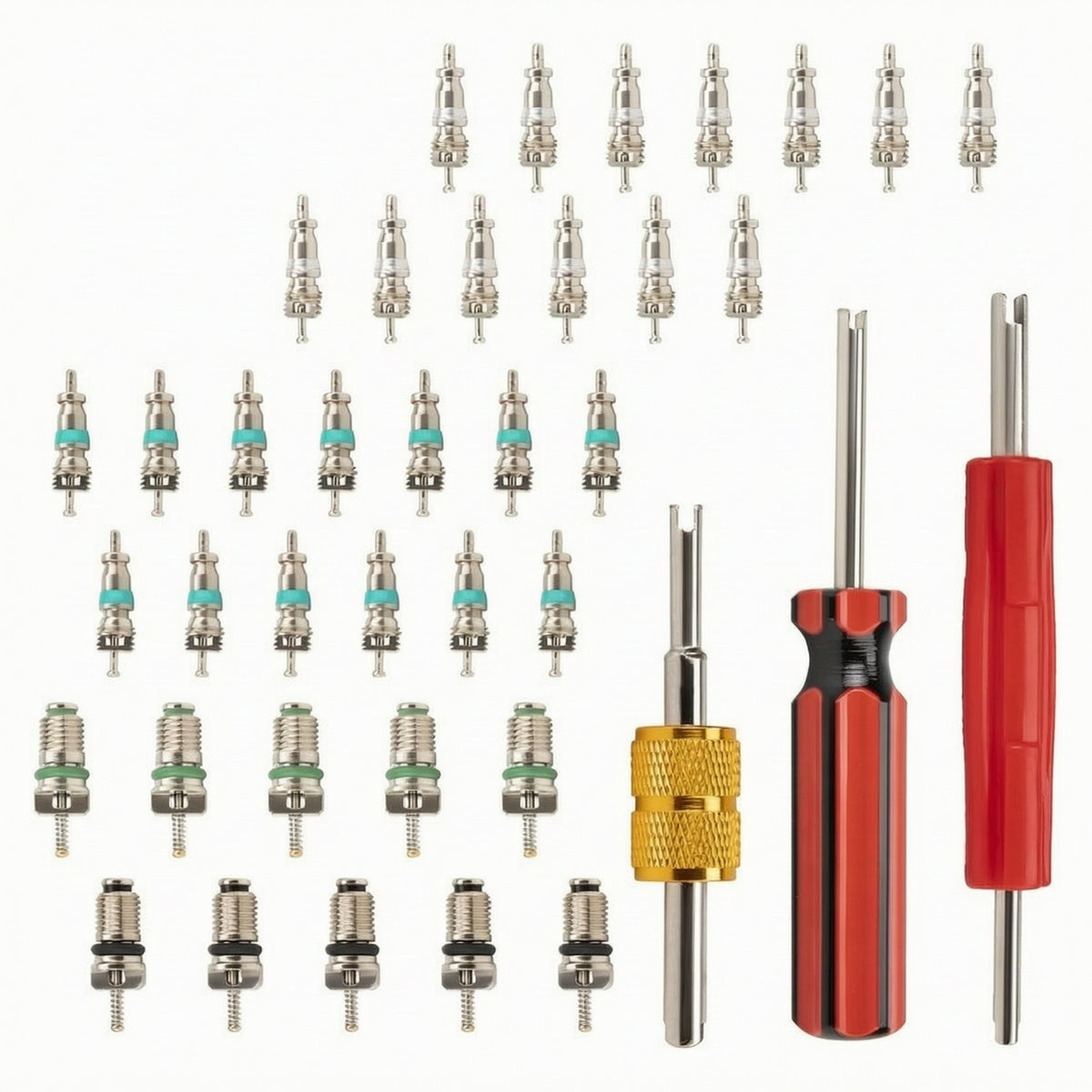 39 Pieces Refrigeration Component Core Assortment with Removal Tools Metal Climate Control Refrigeration Component Core Kit Threaded Hardware