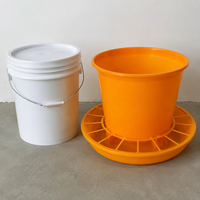 Cylindrical 20kg Chicken Feeder, Weatherproof & Windproof Poultry Feeder for Chicks, Ducks, Hens Red/Yellow