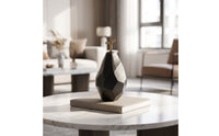 Metal Pear Statue with Golden Stemmed Faceted Fruit Sculpture Sculptural Figurine for Bookshelf